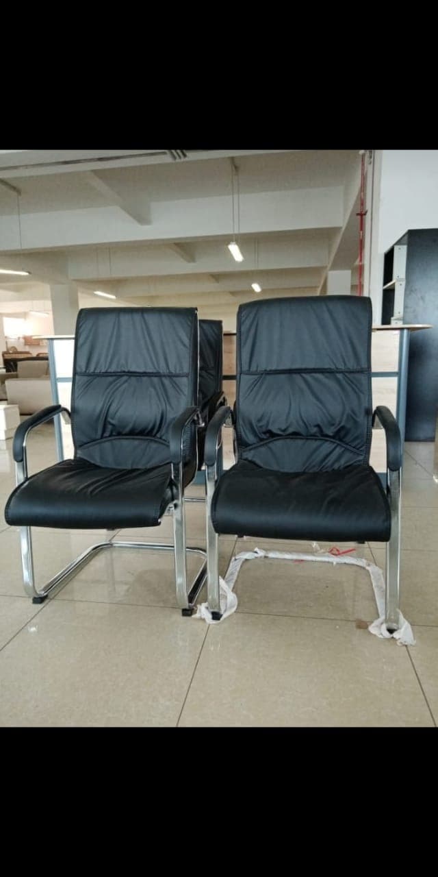 Black Double Seat Leather Visitors Chair