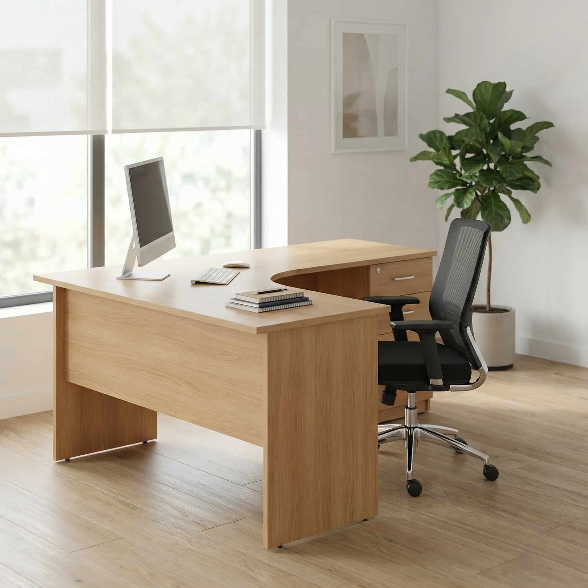 1.2m L-Shape Curved Office Desk