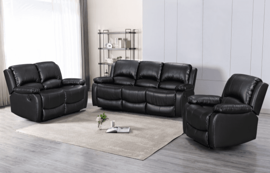 Black Leather Recliner Sofa