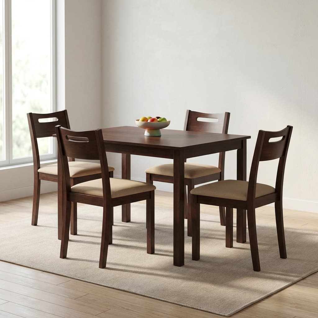 4-Seater Wooden Dining Table Set